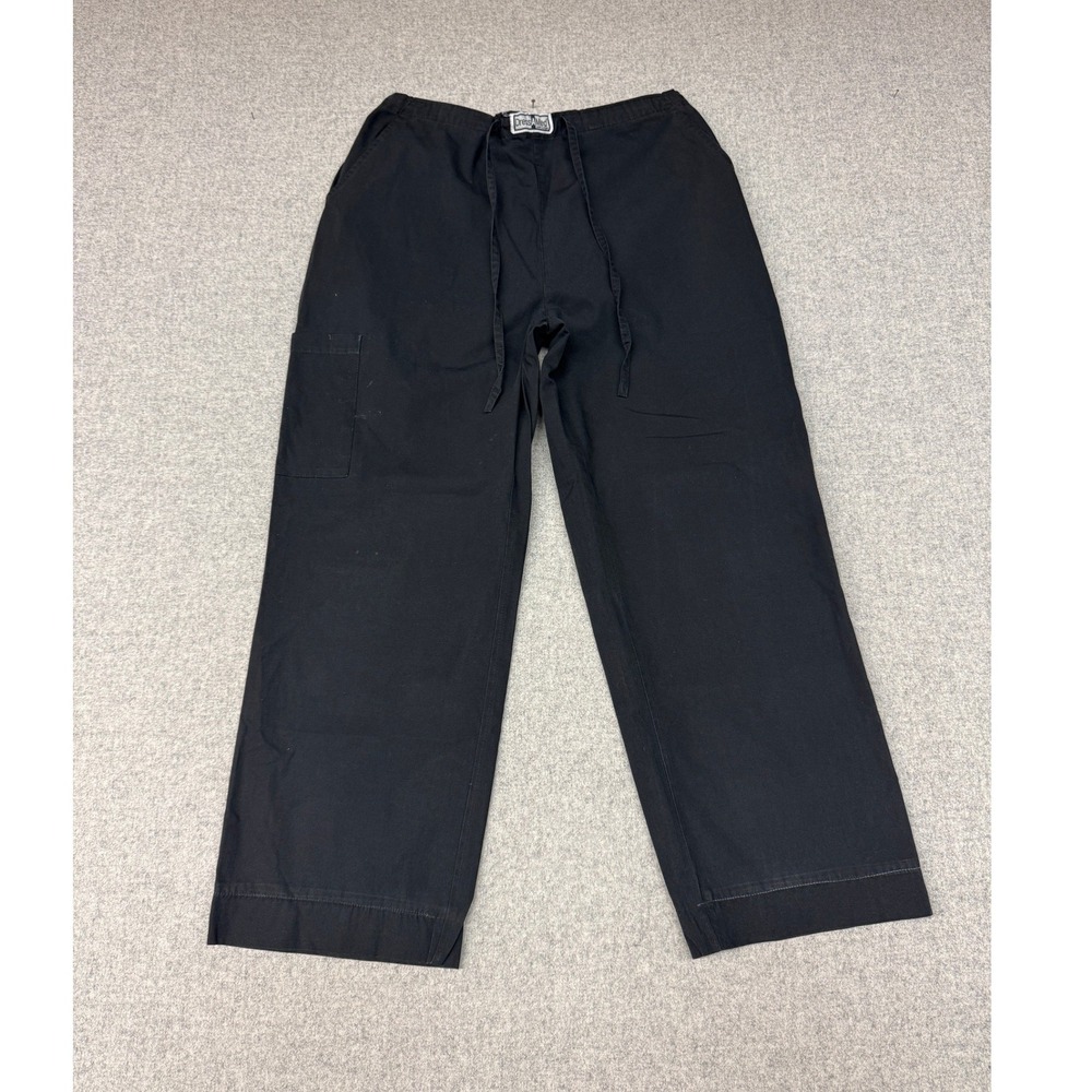 DressAMed Scrub Pants Medium Black Elastic Waist Drawstring Cargo Medical Pants